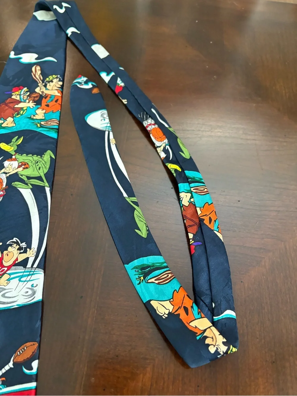 Hannah Barbera Flintstones Sports Tie 1993 Baseball Football Basketball Navy